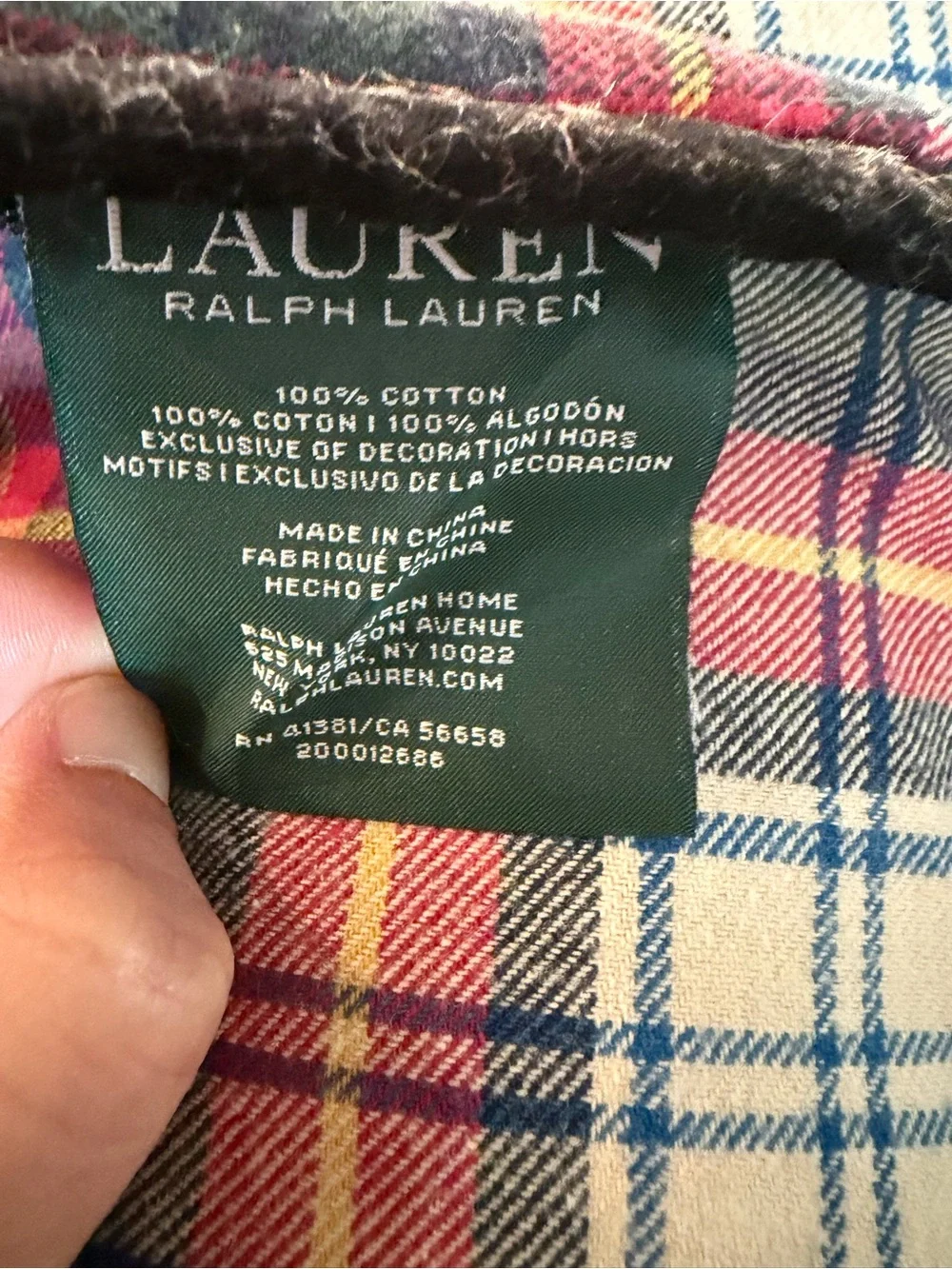 Ralph Lauren Plaid Flannel Pillow Covers in Red and Green - Set of 3